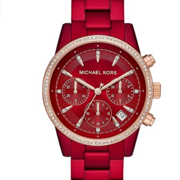 Michael Kors Women's Ritz Stainless Steel Watch With Crystal Topring